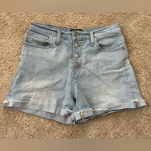 J.Crew Mercantile high rise light wash denim cutoff shorts size 27 with buttons